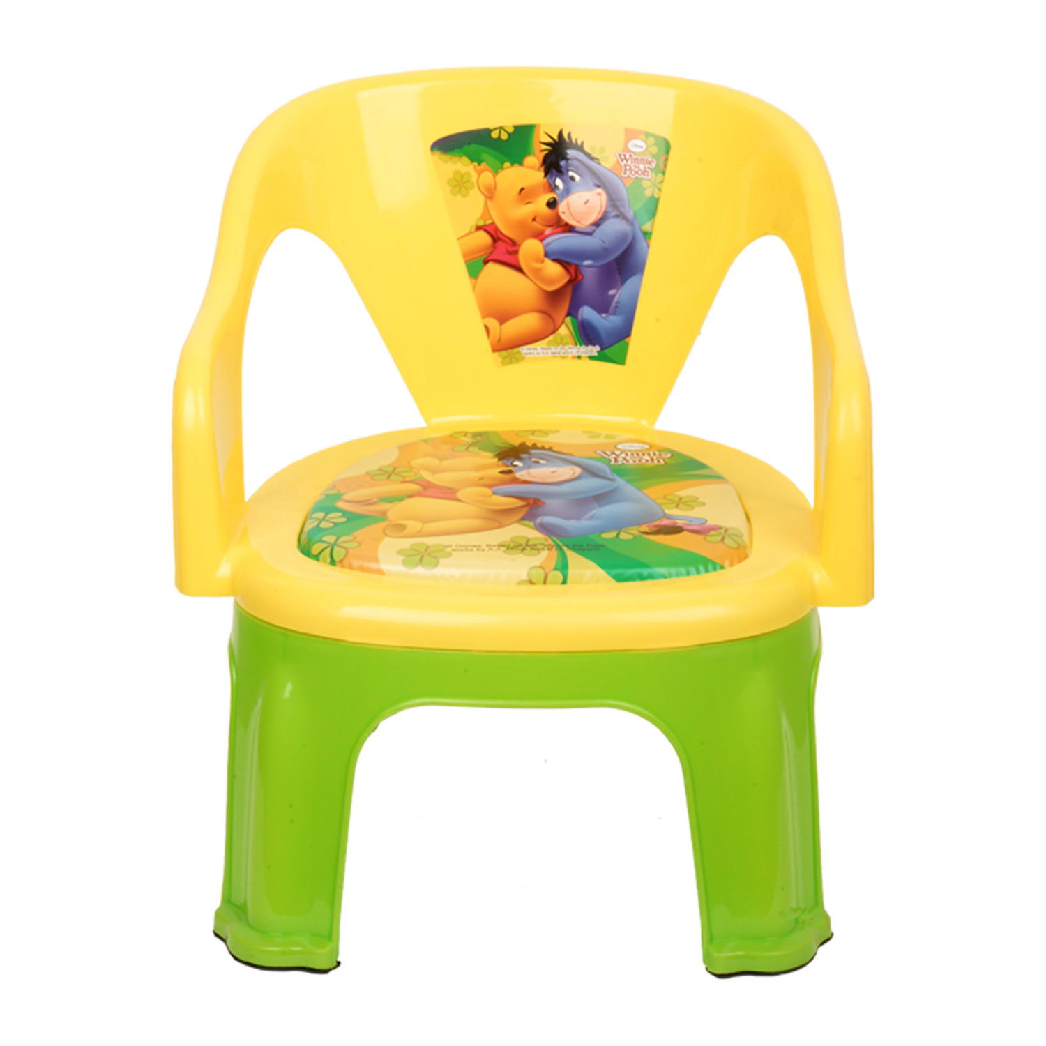 Kuber Industries Disney Pooh Kids Chair | Plastic Foldable Kids Chair | Chair for Kidsroom | School Study Stool | Baby Stool | Indoor or Outdoor Stool for Kids | Capacity 30 Kg | Yellow & Green