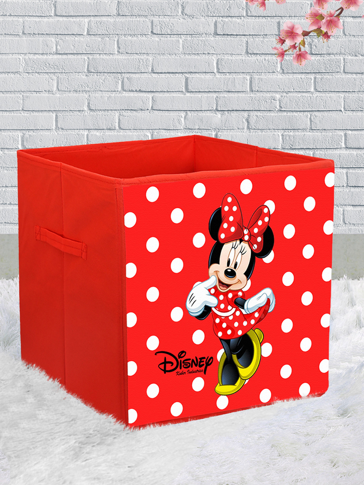 Kuber Industries Disney Print Non Woven Fabric Foldable Large Size Storage Cube Toy,Books,Shoes Storage Box With Handle (Black,Red & Brown)