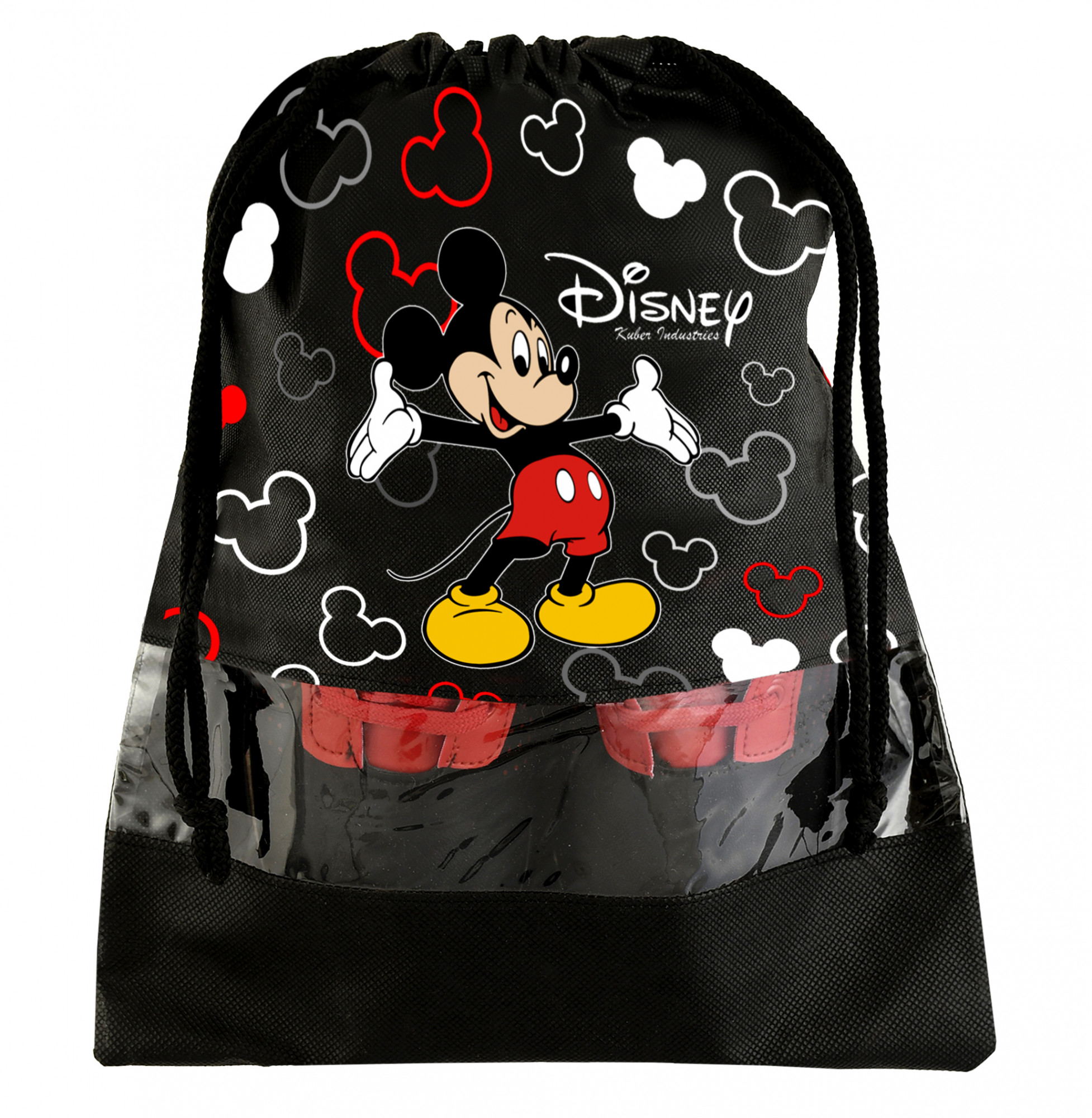 Kuber Industries Disney Print Non Woven Travel Shoe Cover, String Bag Organizer (Black & Grey) -HS_35_KUBMART18013