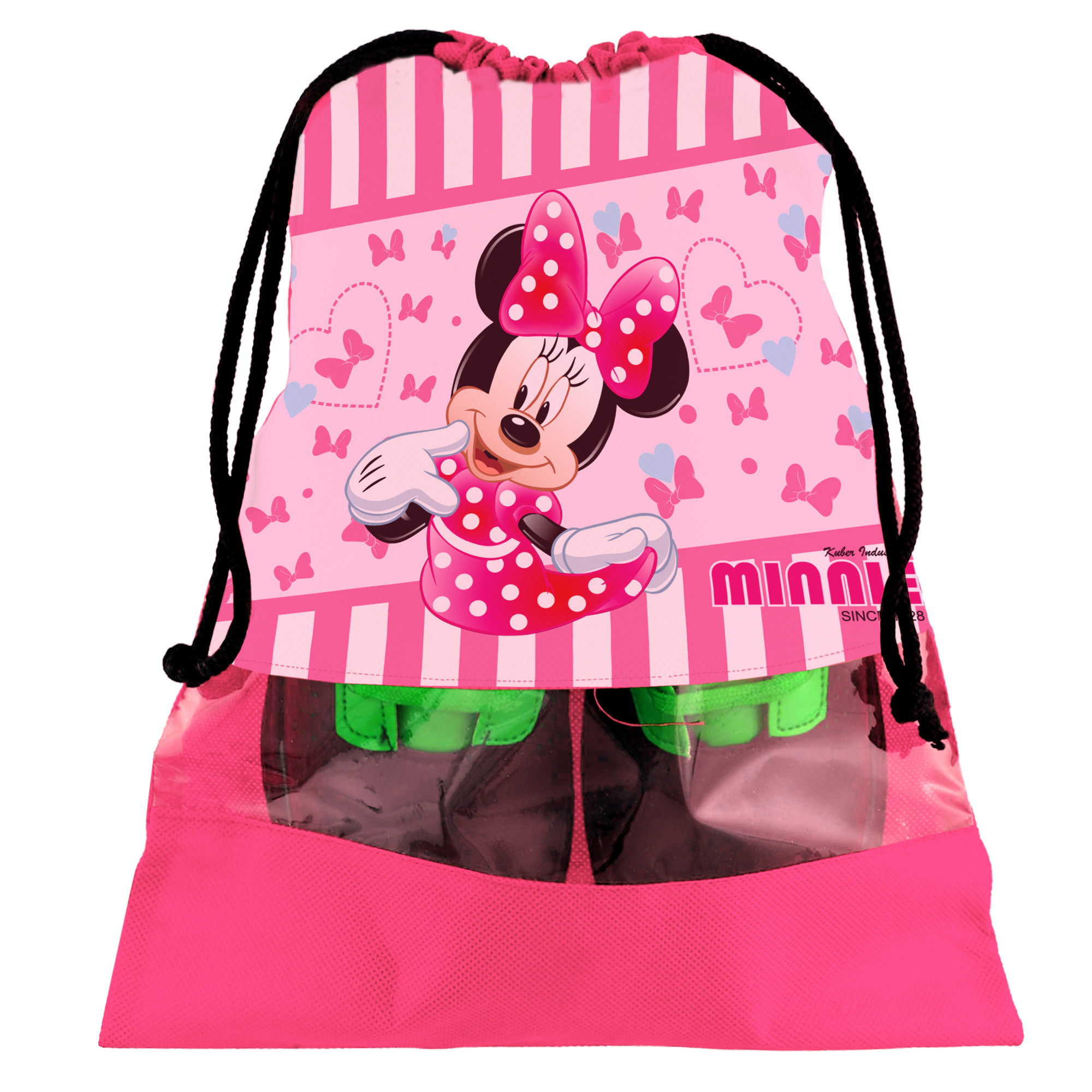 Kuber Industries Disney Print Non Woven Travel Shoe Cover, String Bag Organizer (Grey & Pink) -HS_35_KUBMART18027