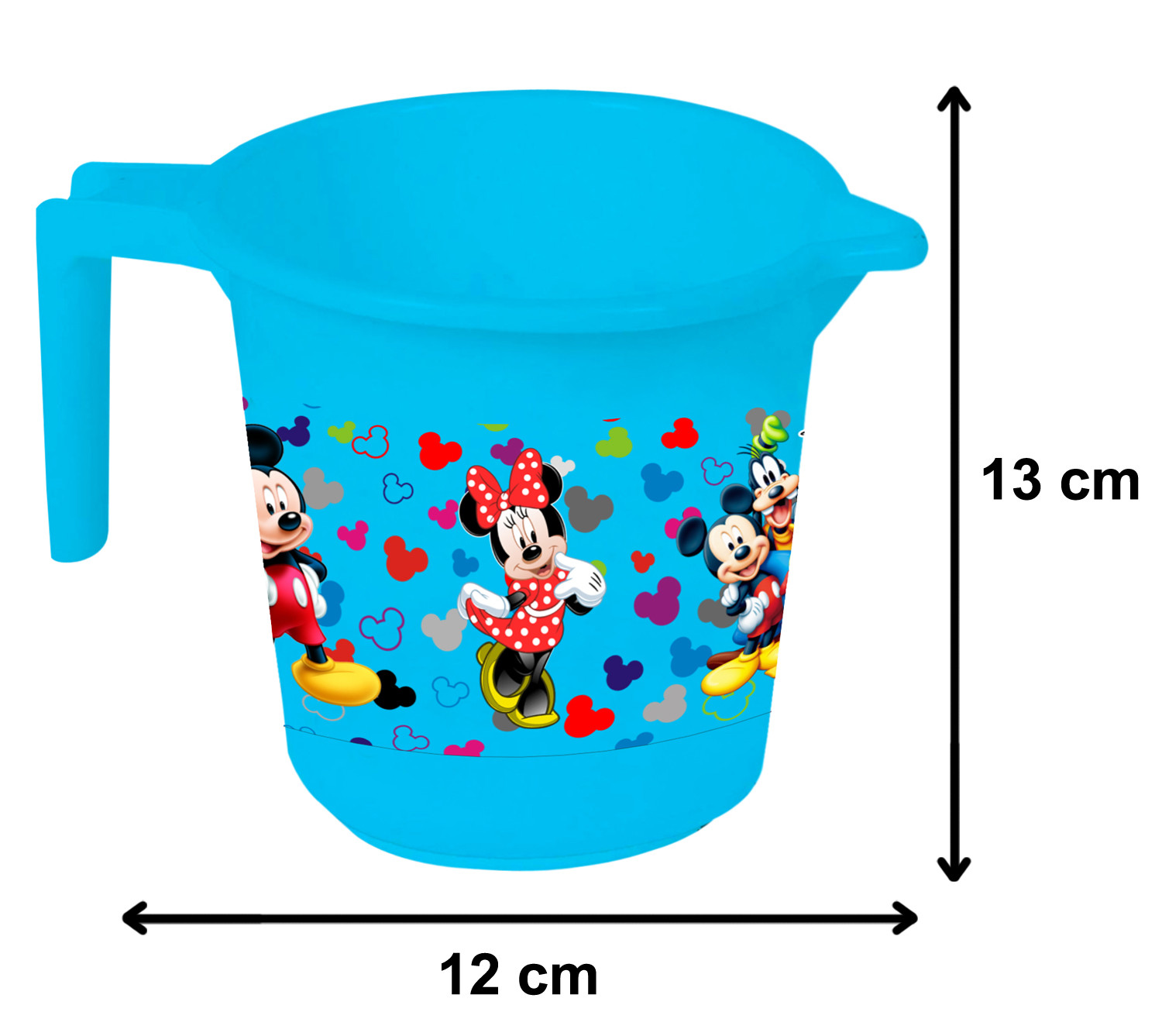 Kuber Industries Disney Team Mickey Print 12 Pieces Unbreakable Strong Plastic Bathroom Mug,500 ML (Cream & Blue & Black) -HS_35_KUBMART17241