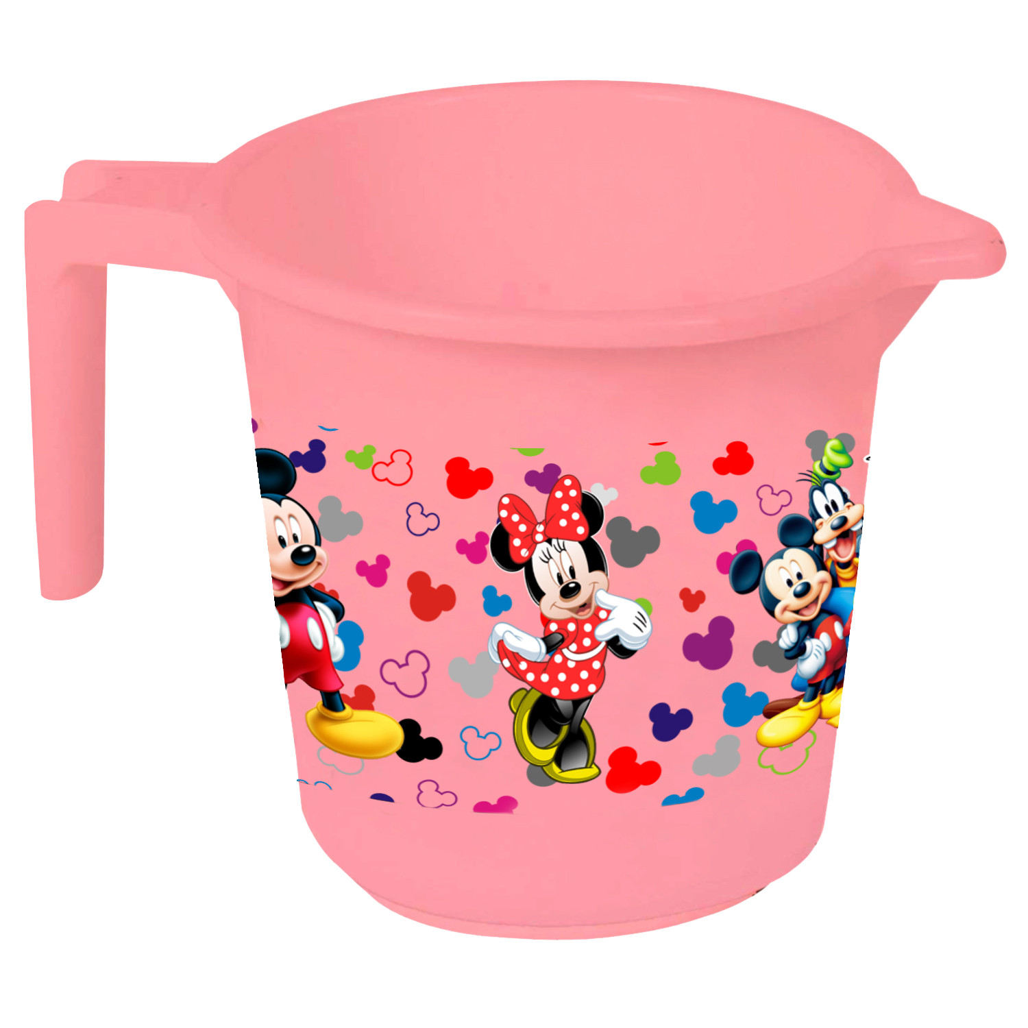 Kuber Industries Disney Team Mickey Print 12 Pieces Unbreakable Strong Plastic Bathroom Mug,500 ML (Pink & Cream & Blue) -HS_35_KUBMART17235