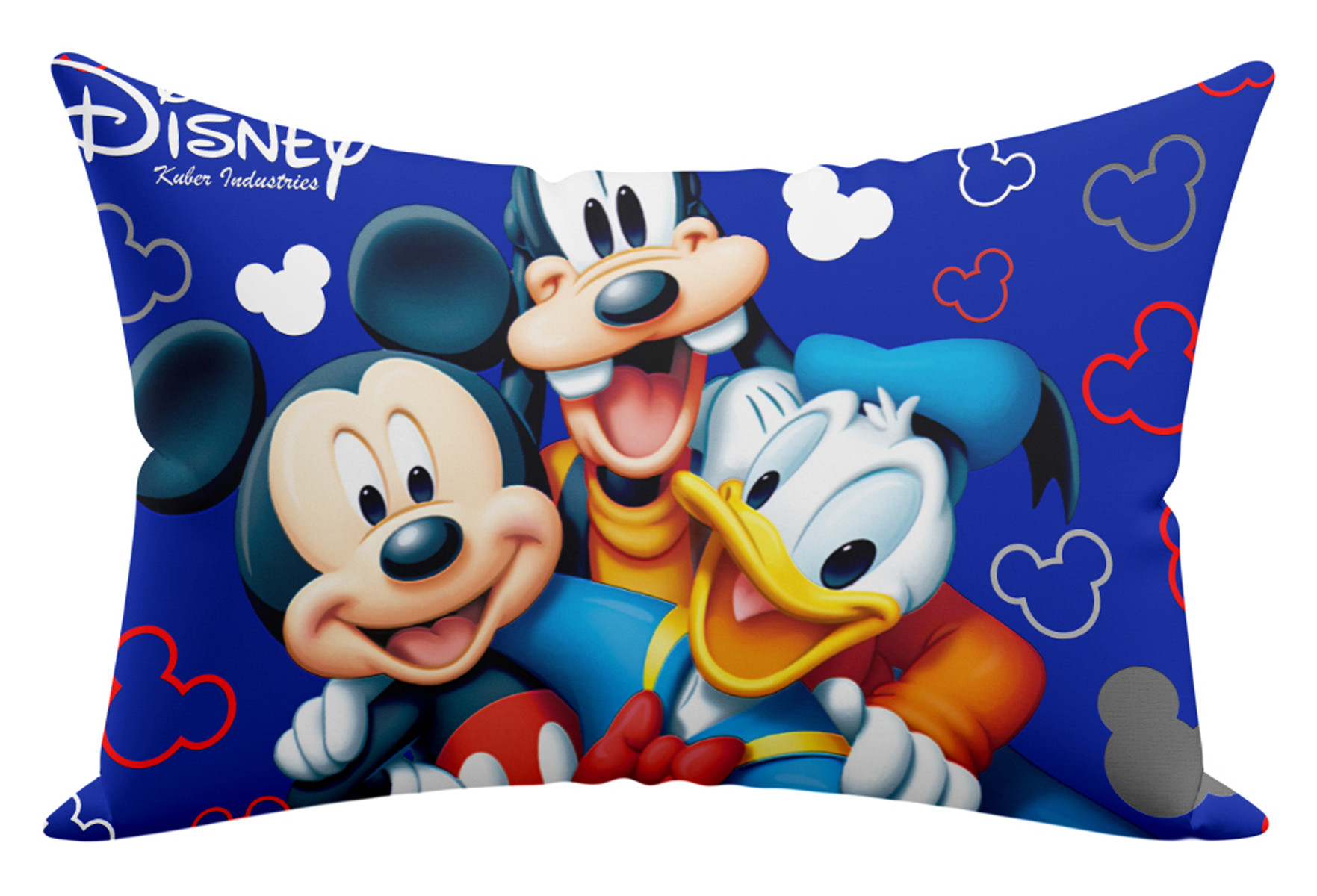 Kuber Industries Disney Team Mickey Print Silk Special long Crush Pillow Cover-Black & Royal Blue