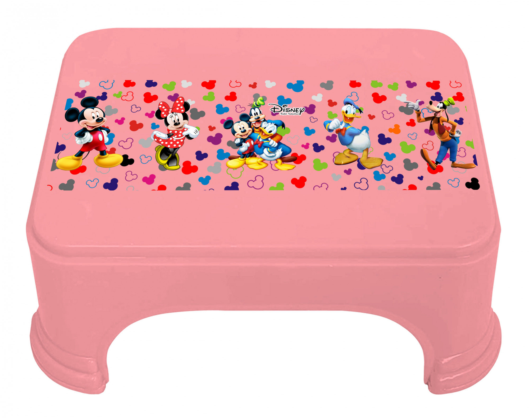 Kuber Industries Disney Team Mickey Print Square Plastic Bathroom Stool (Pink) -HS_35_KUBMART17253