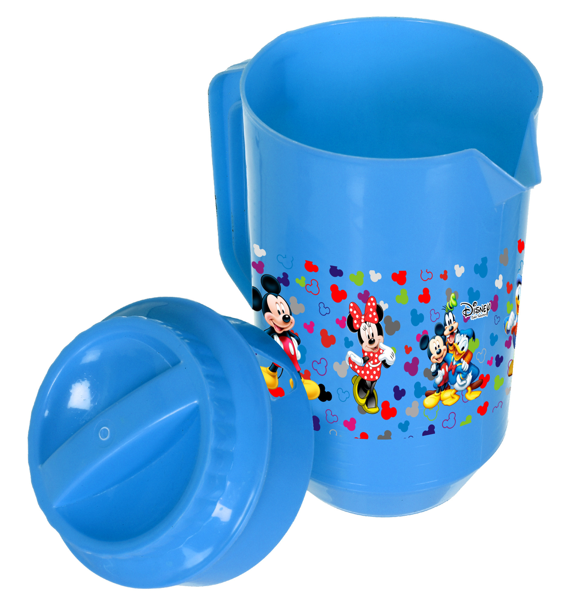 Kuber Industries Disney Team Mickey Print Unbreakable Multipurpose Plastic Water & Juice Jug With Lid,2 Ltr (Blue)