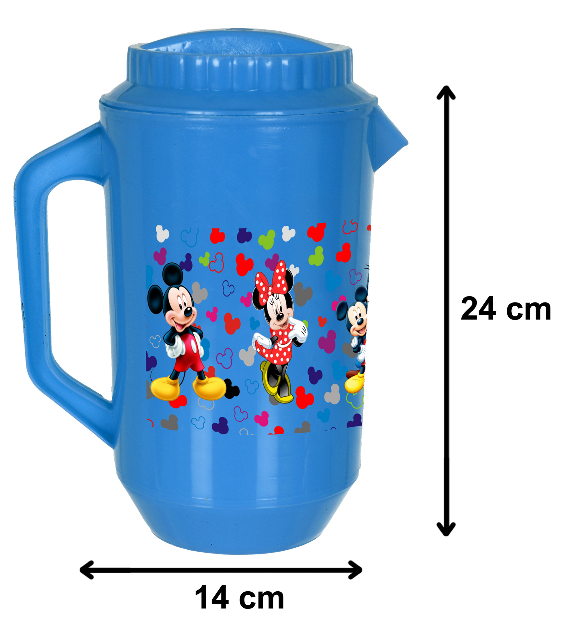 Kuber Industries Disney Team Mickey Print Unbreakable Multipurpose Plastic Water & Juice Jug With Lid,2 Ltr (Blue)