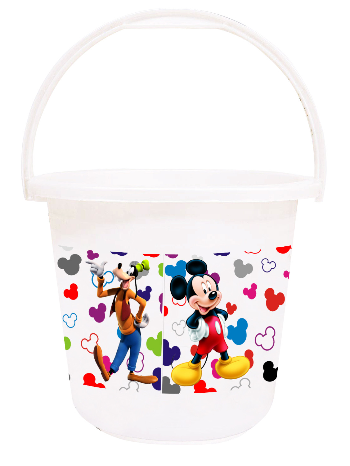 Kuber Industries Disney Team Mickey Print Unbreakable Virgin Plastic Strong Bathroom Bucket ,16 LTR (Cream & White)-Pack of 2 -HS_35_KUBMART17419