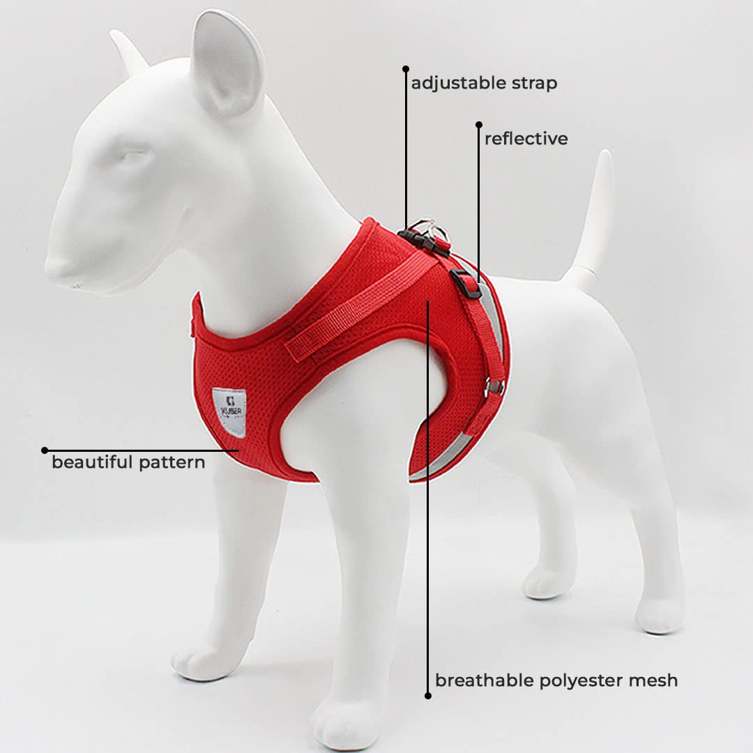 Kuber Industries Dog Chest Harness with Nylon Leash I No Pull, Soft Padded and Breathable Dog Vest I Adjustable, Reflective I Easy Control Dog Chest Belt I (Large, Red)