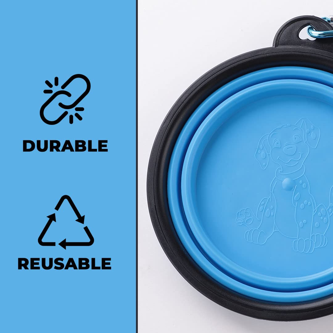 Kuber Industries Dog Food Bowl|Portable & Collapsible Cat & Dog Bowl|Reusable,Durable,Travel-Friendly|Easy to Store Pet Bowls|Perfect Dog Accessories for Indoor & Outdoor Use|LS198BL|Blue