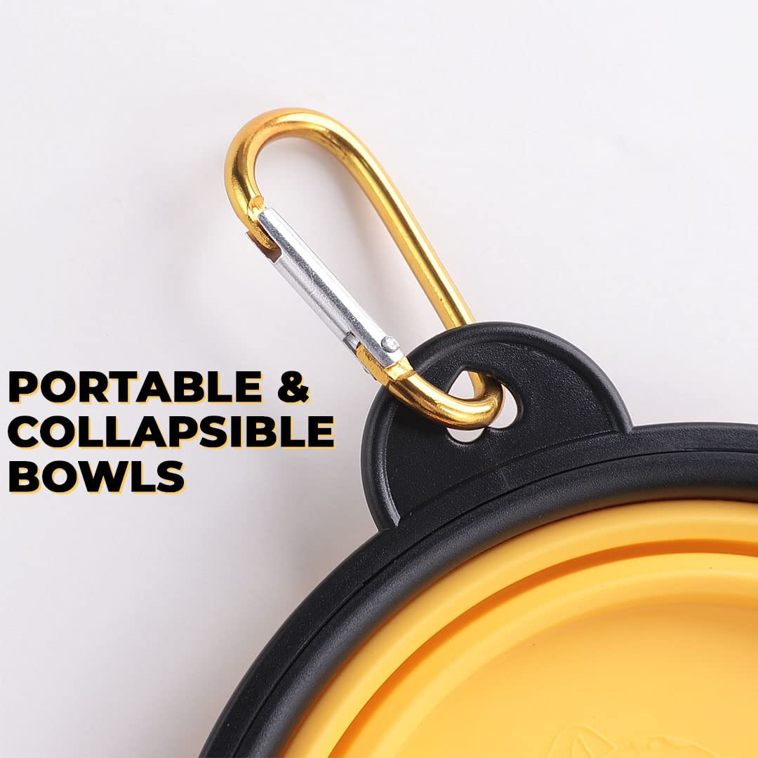 Kuber Industries Dog Food Bowl|Portable & Collapsible Cat & Dog Bowl|Reusable,Durable,Travel-Friendly|Easy to Store Pet Bowls|Perfect Dog Accessories for Indoor & Outdoor Use|LS198Y|Yellow