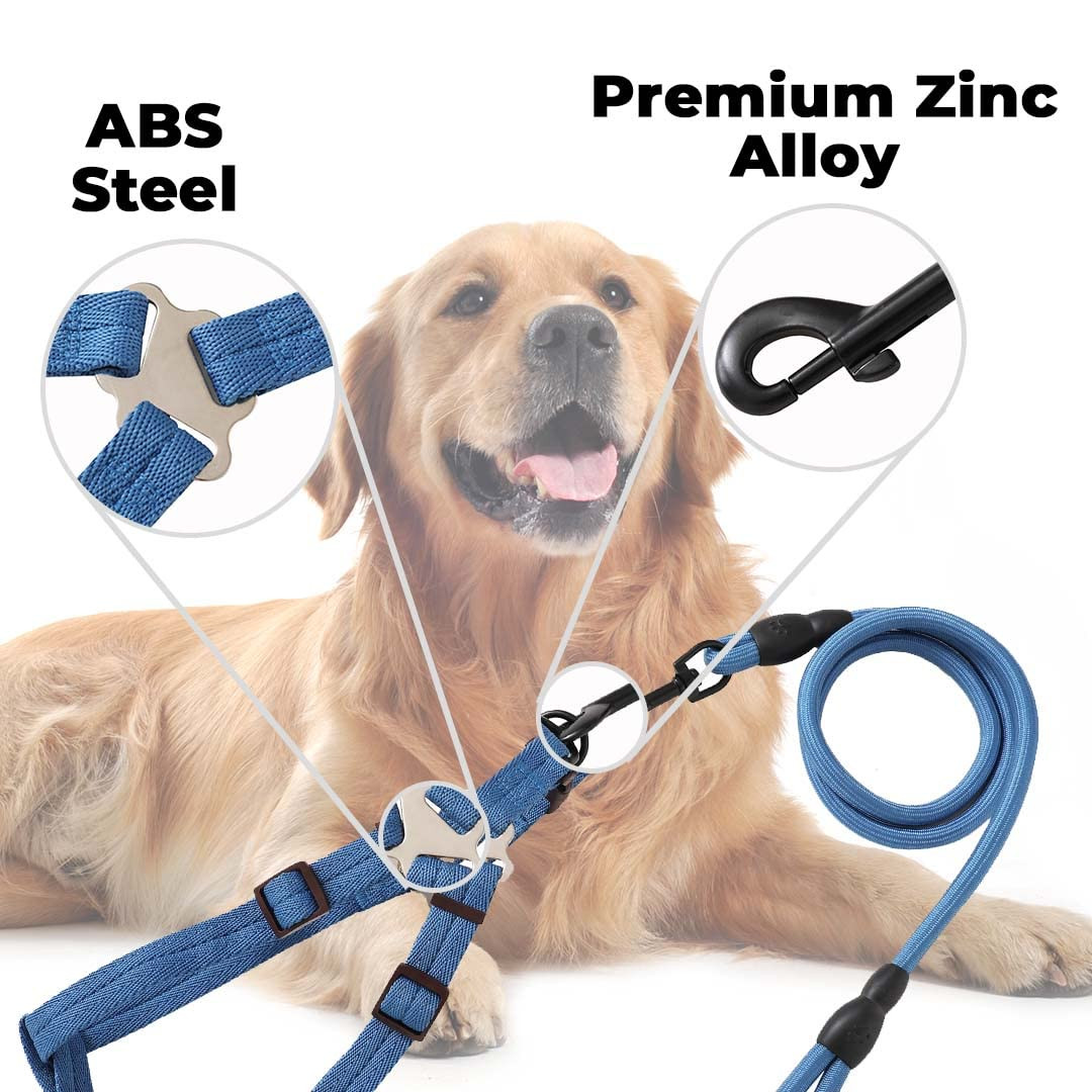 Kuber Industries Dog Harness and Leash Set, Blue