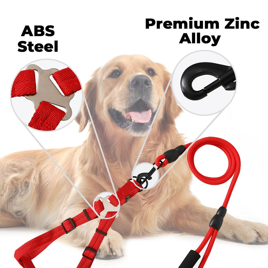 Kuber Industries Dog Harness and Leash Set, Red