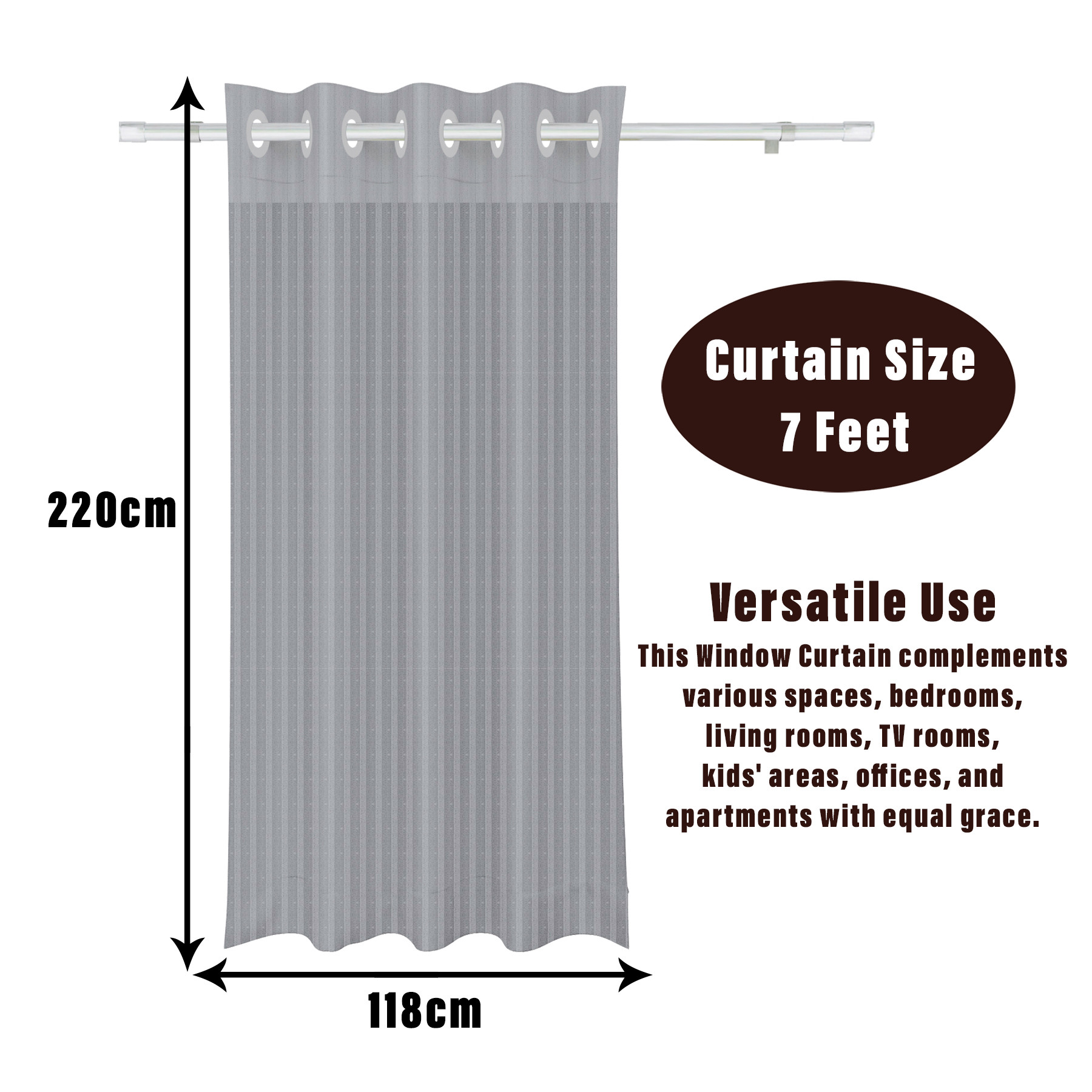 Kuber Industries Door Curtain | Sheer Door Curtains | Parda for Living Room | Bedroom Balcony Parda | Door Curtain Parda for Home Décor | Lining Net | 7 Feet | Gray