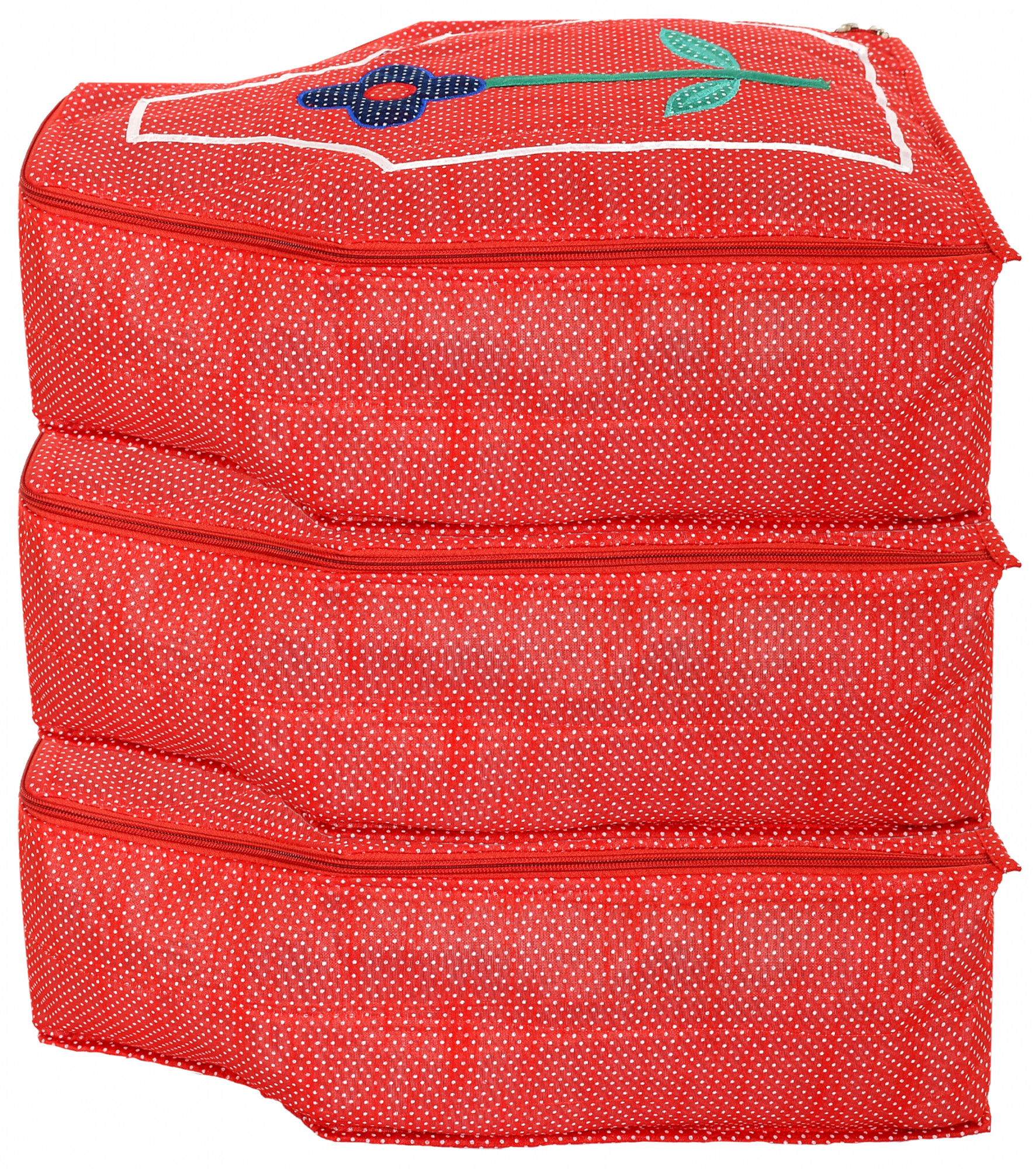 Kuber Industries Dot Printed Non Woven Blouse Cover Storage Bag, Organizers for Wardrobe (Red)