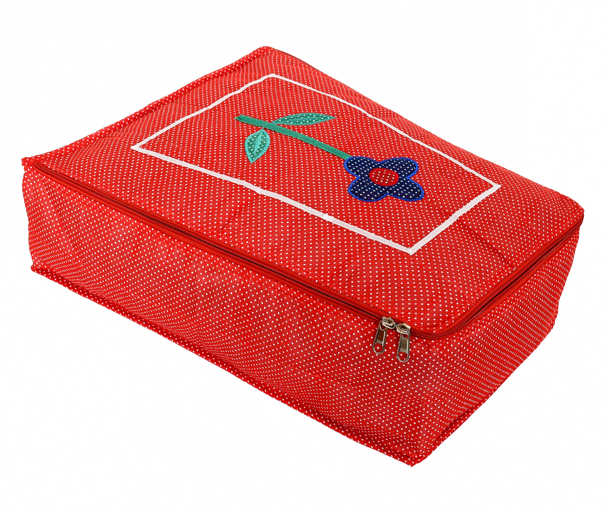 Kuber Industries Dot Printed Petticoat Cover Bag/Garment cover/Wardrobe Clothes Organizer (Red)