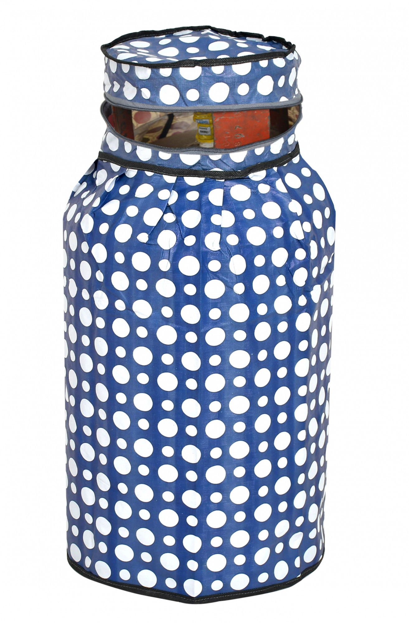 Kuber Industries Dot Printed PVC Lpg Gas Cylinder Cover- Pack of 2 (Blue & White)-HS43KUBMART25623, Standard