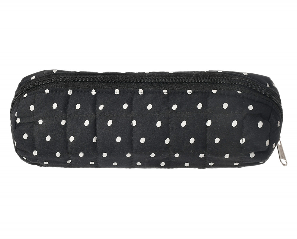 Kuber Industries Dot Printed Single Rod Cotton Bangle/Watch/Bracelet Organizer (Black)