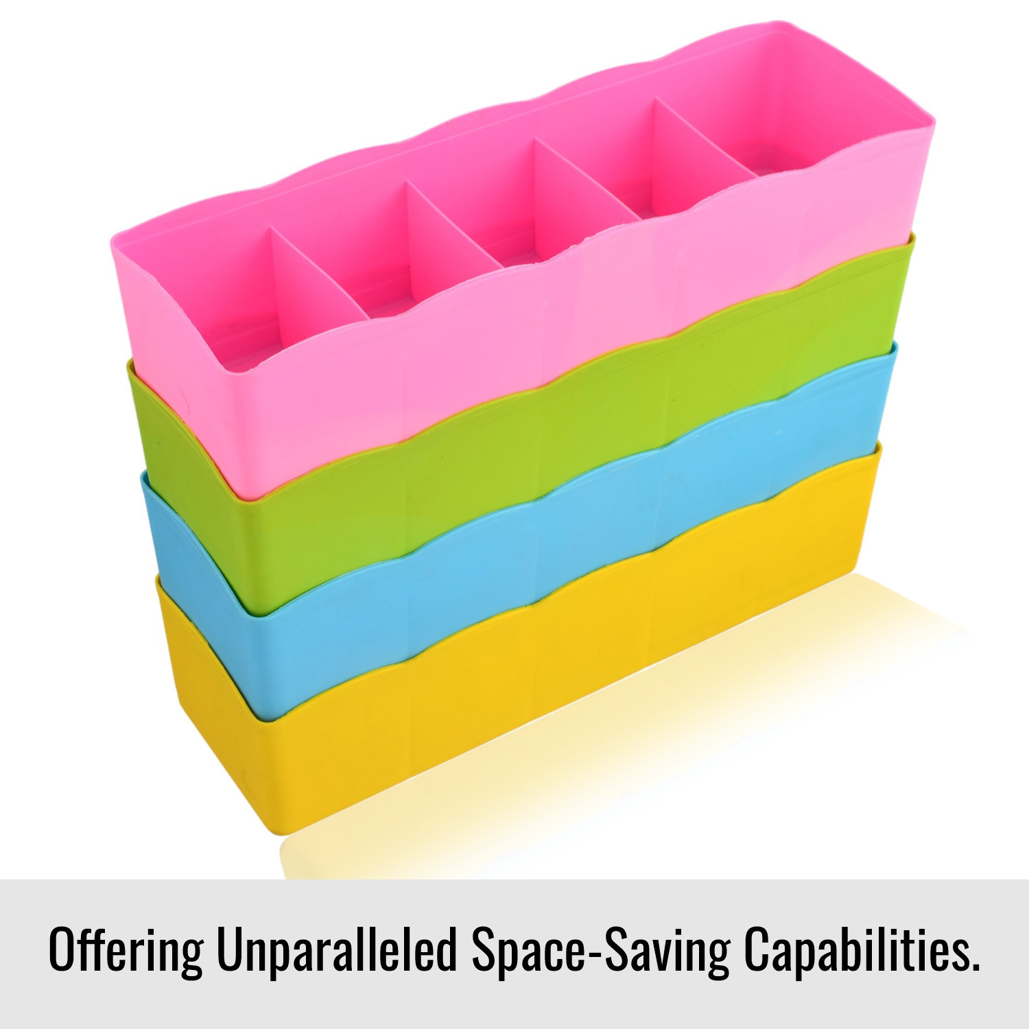 Kuber Industries Drawer Organizer | Plastic Undergarment Organizer for Socks-Ties | Stackable Drawer Divider Box | Closet Storage Box | 5 Grid Stationery Organizer | Pack of 3 | Multi