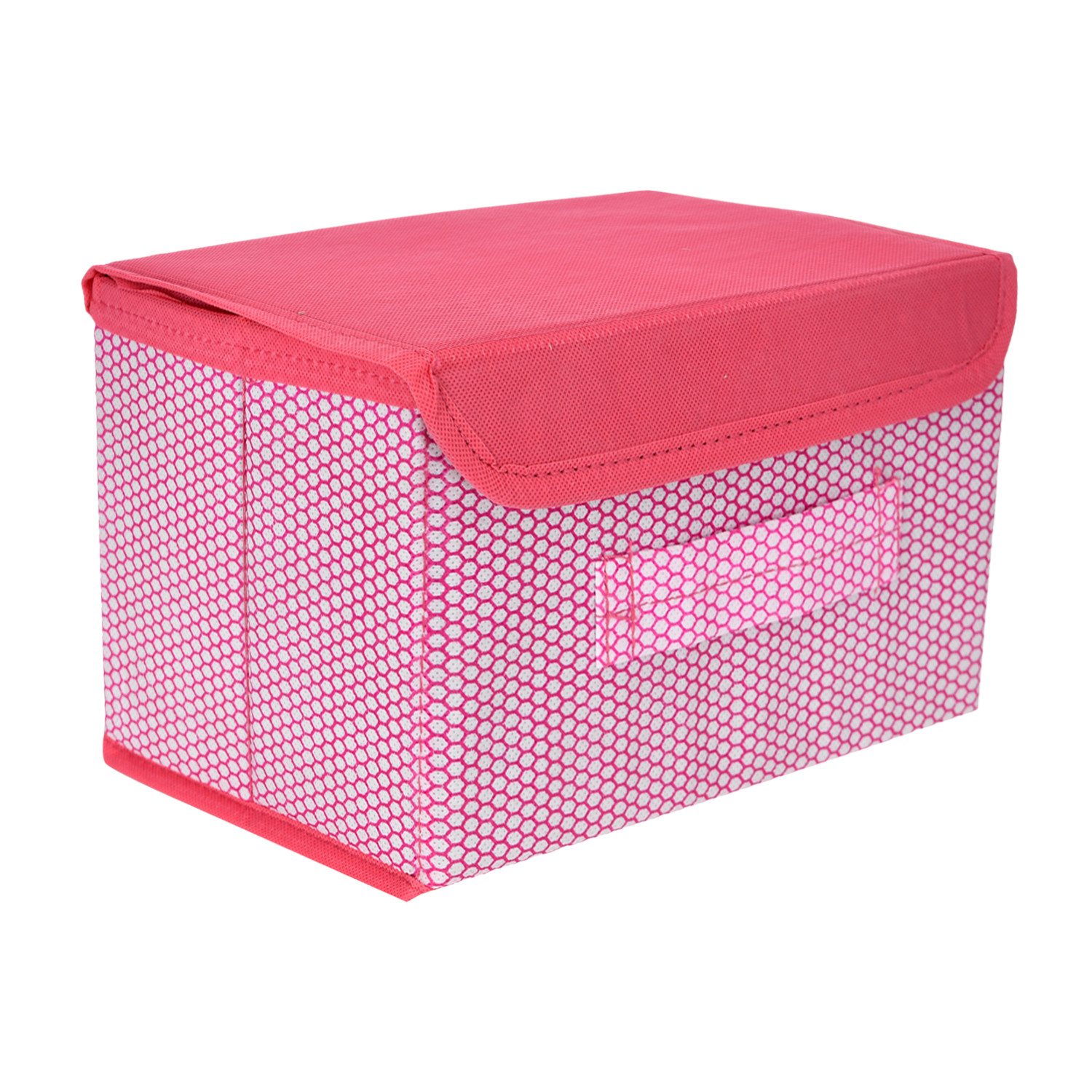 Kuber Industries Drawer Storage Box | Foldable Dhakkan Storage Box | Non-Woven Clothes Organizer For Toys | Storage Box with Handle | Small | Pack of 2 | Pink & Gray
