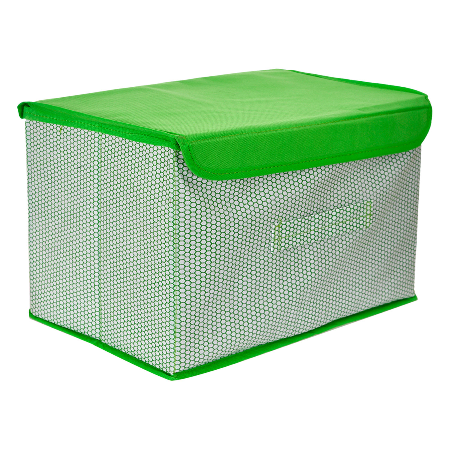 Kuber Industries Drawer Storage Box | Zig Zag Dhakkan Storage Box | Non-Woven Clothes Organizer | Storage Box with Handle | S | M | Pack of 2 | Green