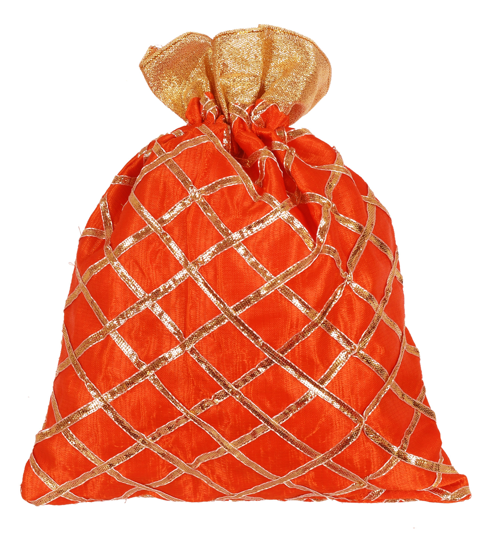 Kuber Industries Drawstring Potli Bag Party Wedding Favor Gift Jewelry Bags-(Orange & Pink)