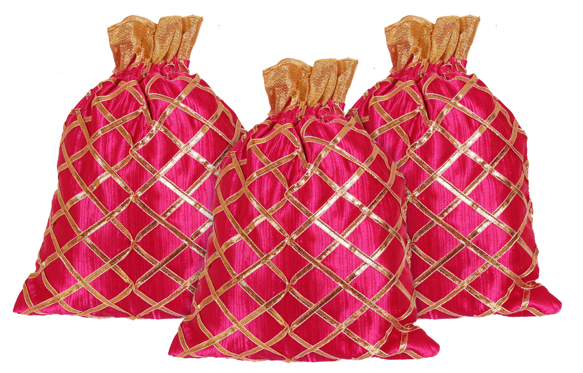 Kuber Industries Drawstring Potli Bag Party Wedding Favor Gift Jewelry Bags-(Pink)