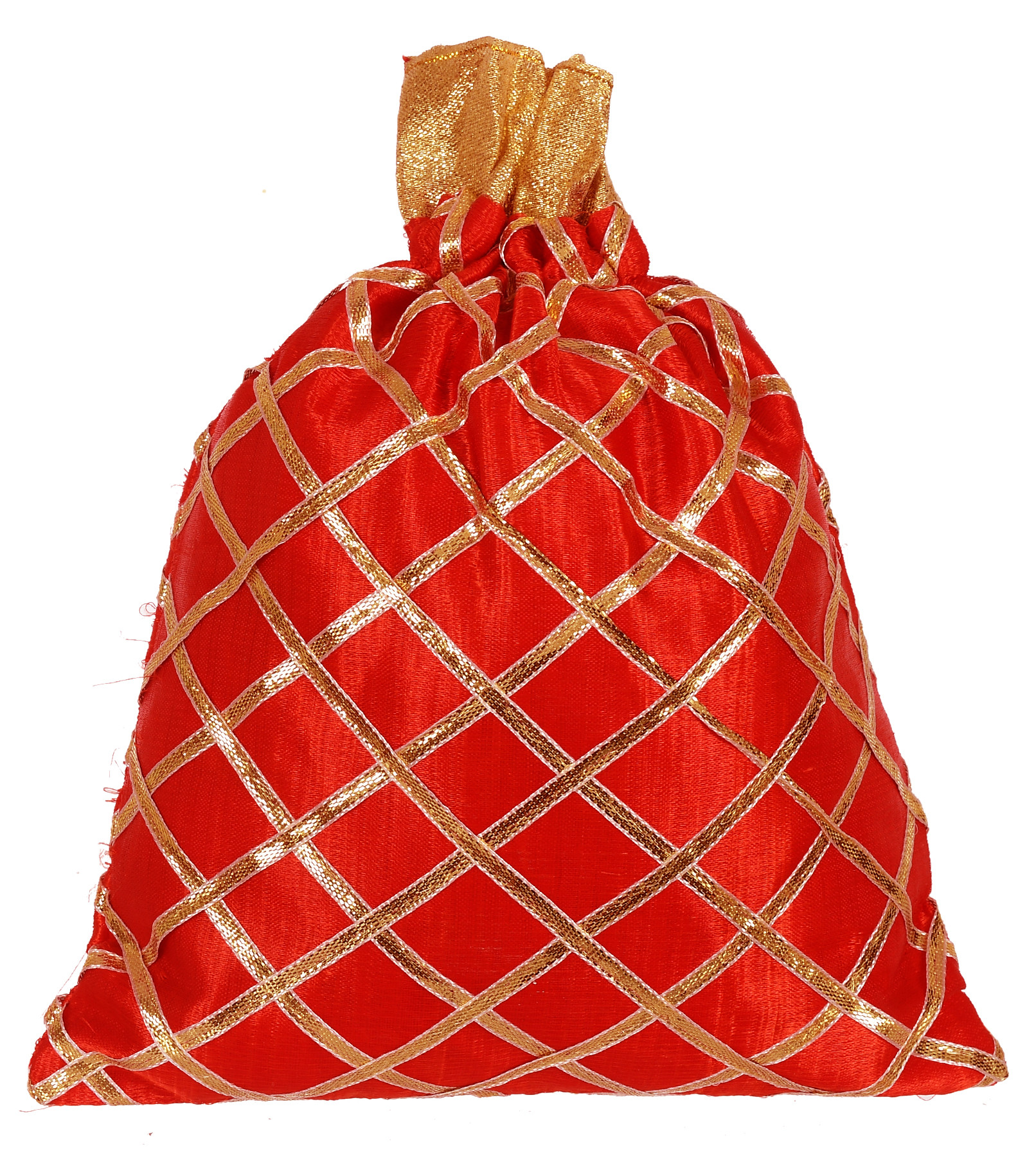 Kuber Industries Drawstring Potli Bag Party Wedding Favor Gift Jewelry Bags-(Red & Orange)