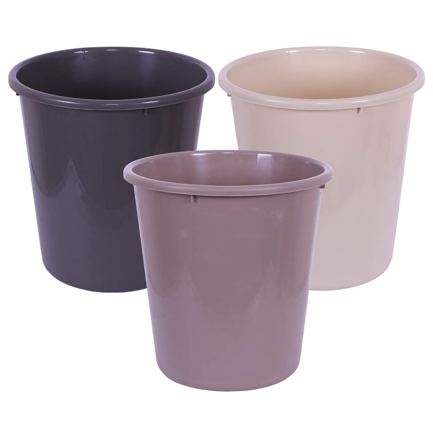 Kuber Industries Dustbin | Open Dustbin | Plastic Garbage Dustbin | Dustbin For Kitchen | Dustbin For Bathroom | Office Dustbin | Plain Sada Dustbin | 13 LTR | Pack of 3 | Multi