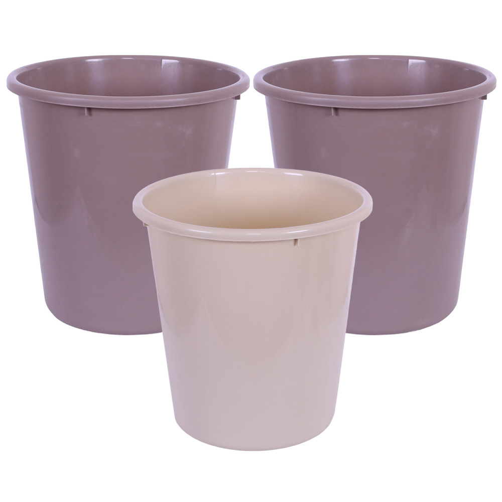 Kuber Industries Dustbin | Open Dustbin | Plastic Garbage Dustbin | Dustbin For Kitchen | Dustbin For Bathroom | Office Dustbin | Plain Sada Dustbin | 13 LTR | Pack of 3 | Multi