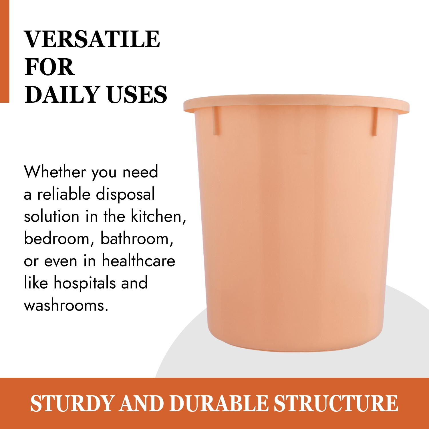 Kuber Industries Dustbin | Open Dustbin | Plastic Garbage Dustbin | Dustbin for Kitchen | Dustbin for Bathroom | Office Dustbin | Plain Sada Dustbin | 5 LTR | Pack of 2 | Multi