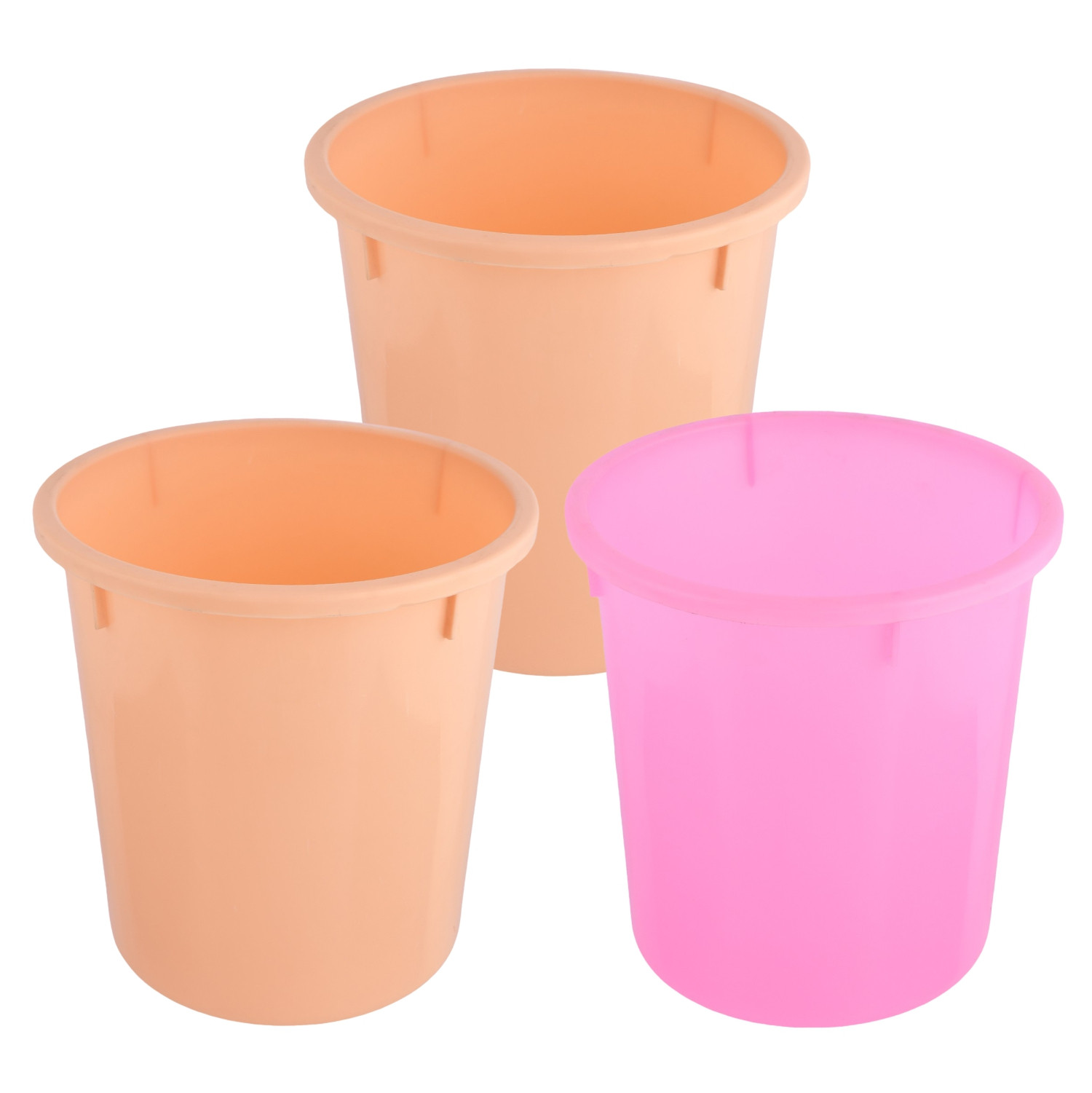 Kuber Industries Dustbin | Open Dustbin | Plastic Garbage Dustbin | Dustbin for Kitchen | Dustbin for Bathroom | Office Dustbin | Plain Sada Dustbin | 5 LTR | Pack of 3 | Multi