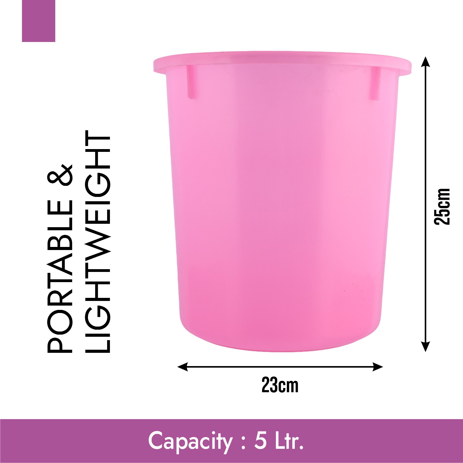 Kuber Industries Dustbin | Open Dustbin | Plastic Garbage Dustbin | Dustbin for Kitchen | Dustbin for Bathroom | Office Dustbin | Plain Sada Dustbin | 5 LTR | Pack of 3 | Multi