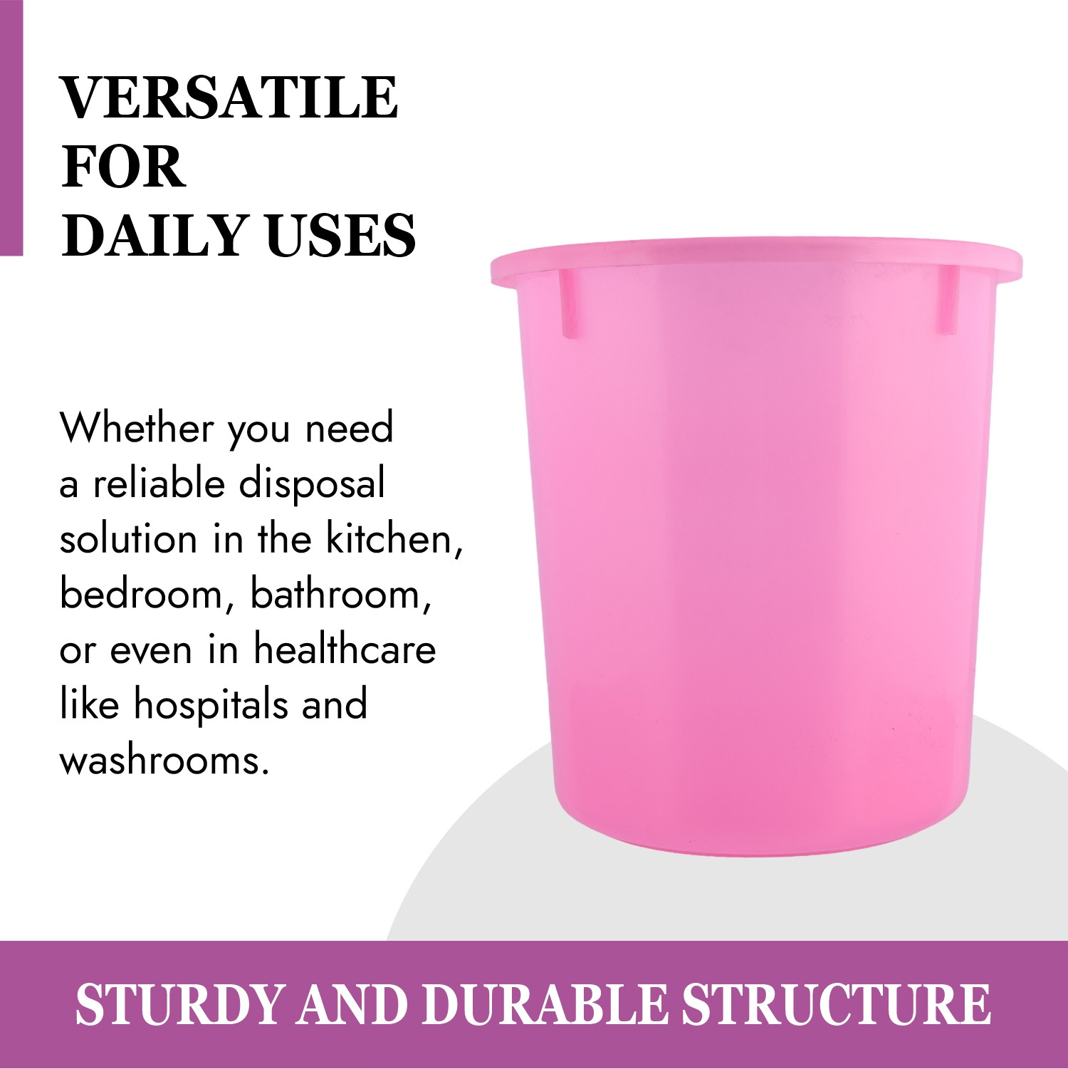 Kuber Industries Dustbin | Open Dustbin | Plastic Garbage Dustbin | Dustbin for Kitchen | Dustbin for Bathroom | Office Dustbin | Plain Sada Dustbin | 7 LTR | Pack of 3 | Multi