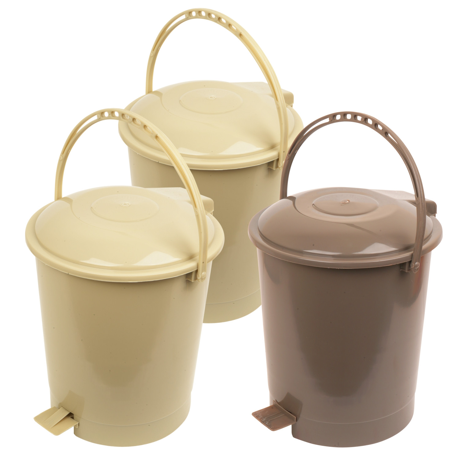 Kuber Industries Dustbin | Plastic Swinging Lid Dustbin | Pedal Dustbin with Lid | Dustbin for Kitchen | Wet & Dry Waste Pedal Dustbins | Trash Can | 10 LTR | Pack of 3 | Multi