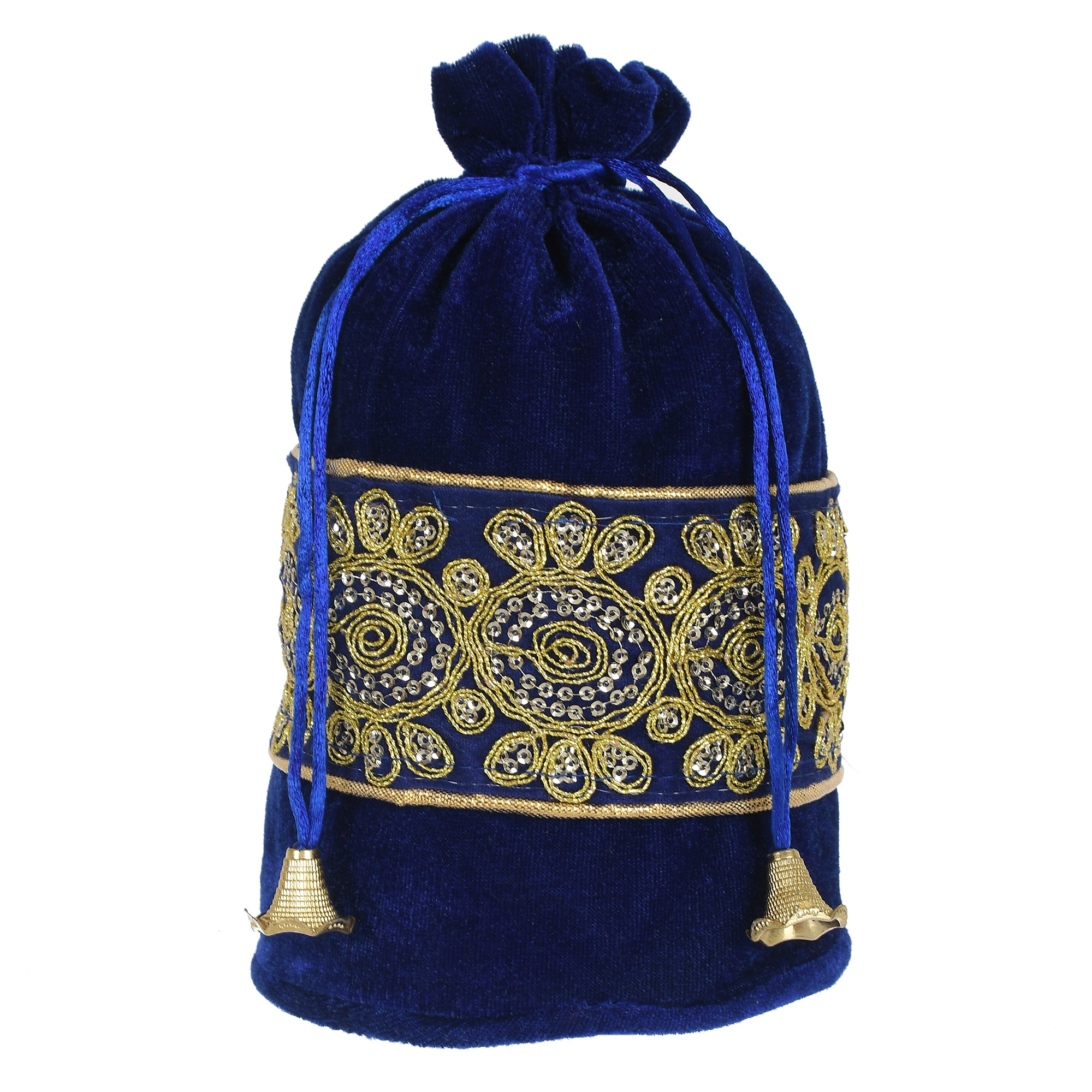 Kuber Industries Embroidered Design Drawstring Potli Bag Party Wedding Favor Gift Jewelry Bags-(Blue)