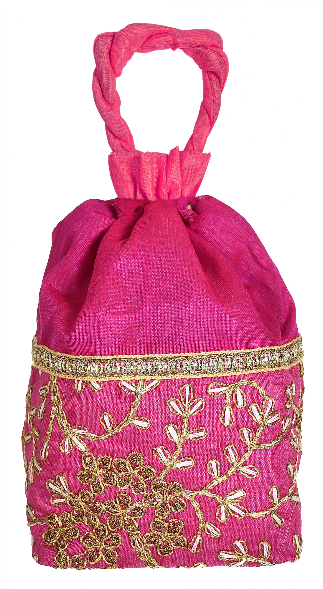 Kuber Industries Embroidered Design Drawstring Potli Bag Party Wedding Favor Gift Jewelry Bags-(Pink)