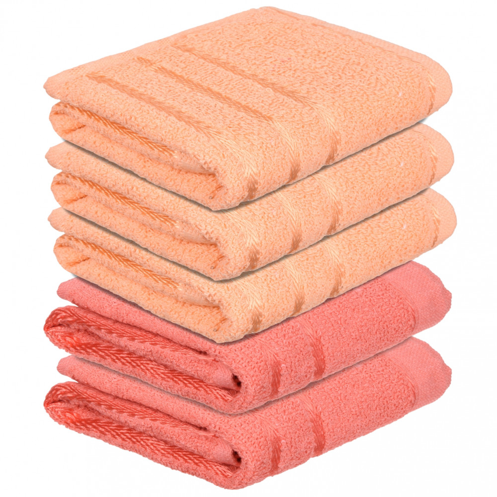 Kuber Industries Face Towel | Towels for Facewash | Towels for Gym | Facewash for Travel | Towels for Daily use | Workout Hand Towel | Lining Design | 14x21 Inch | Pack of 5 | Multi