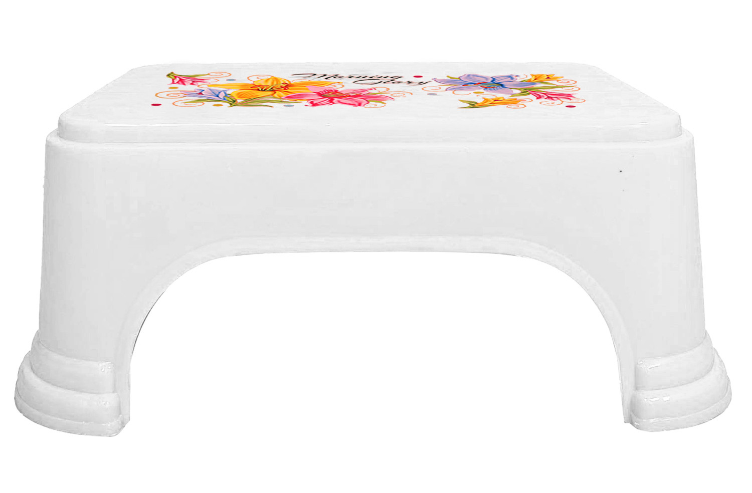 Kuber Industries Floral Print 2 Pieces Plastic Bathroom Stool, Adults Simple Style Stool Anti-Slip with Strong Bearing Stool for Home, Office, Kindergarten, Blue & White