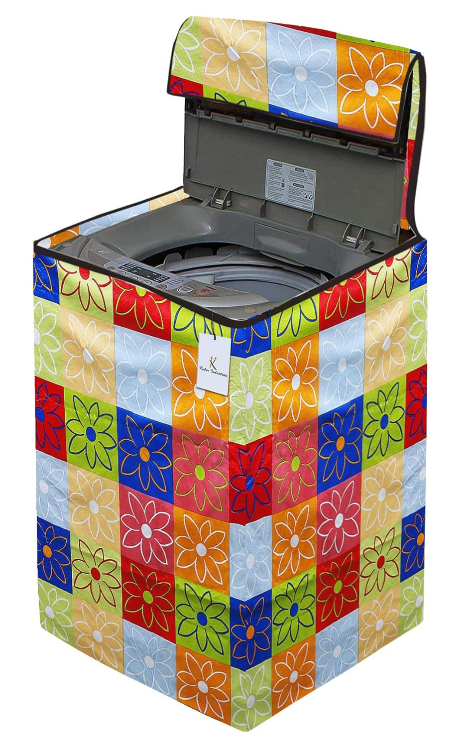 Kuber Industries Flower Design PVC Top Load Fully Automatic Washing Machine Cover with Back Hole (Multi) CTKTC33855