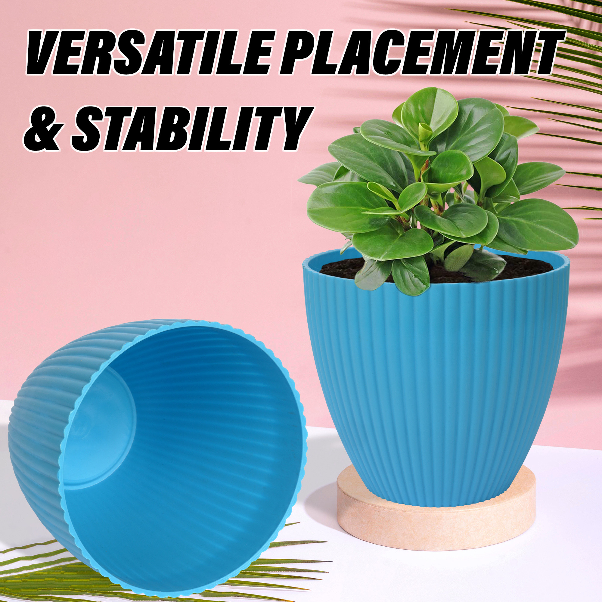 Kuber Industries Flower Pot | Flower Planter Pots for Indoor | Flower Pots for Outdoor | Pot for Garden & Balcony Flowering | Flower Plants Pot | Mega Flower Pot | 6 Inch | Blue