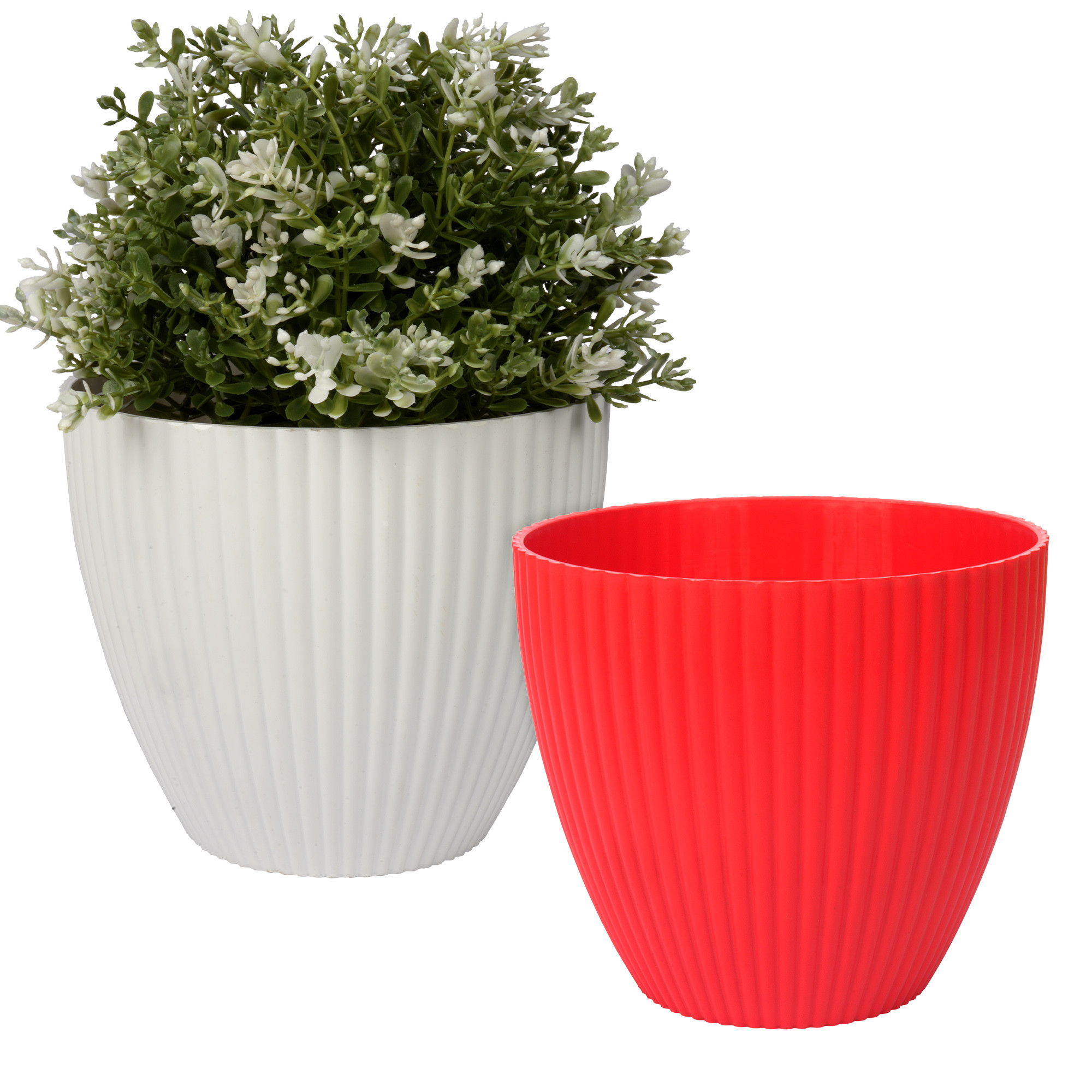 Kuber Industries Flower Pot | Flower Planter Pots for Indoor | Flower Pots for Outdoor | Pot for Garden & Balcony Flowering | Flower Plants Pot | Mega Flower Pot | 6 Inch | Pack of 2 | Multi