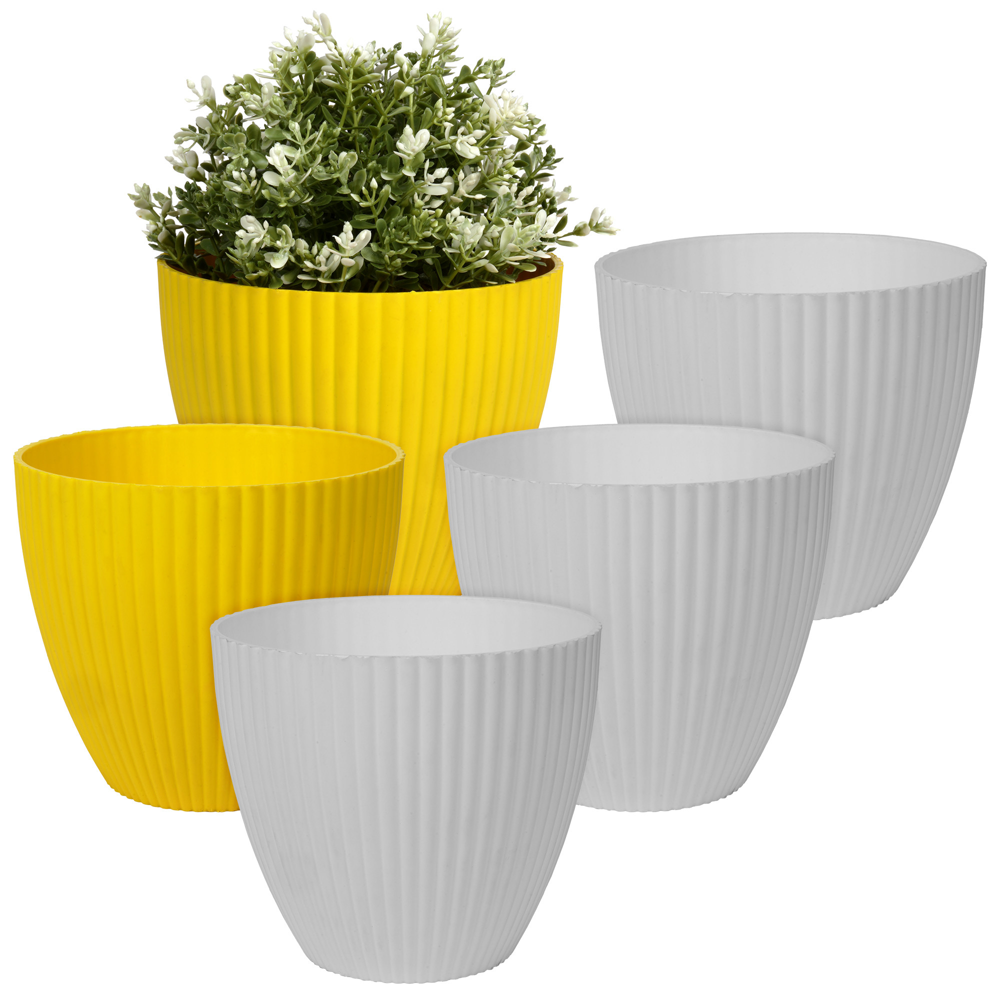 Kuber Industries Flower Pot | Flower Planter Pots for Indoor | Flower Pots for Outdoor | Pot for Garden & Balcony Flowering | Flower Plants Pot | Mega Flower Pot | 6 Inch | Pack of 5 | Multi