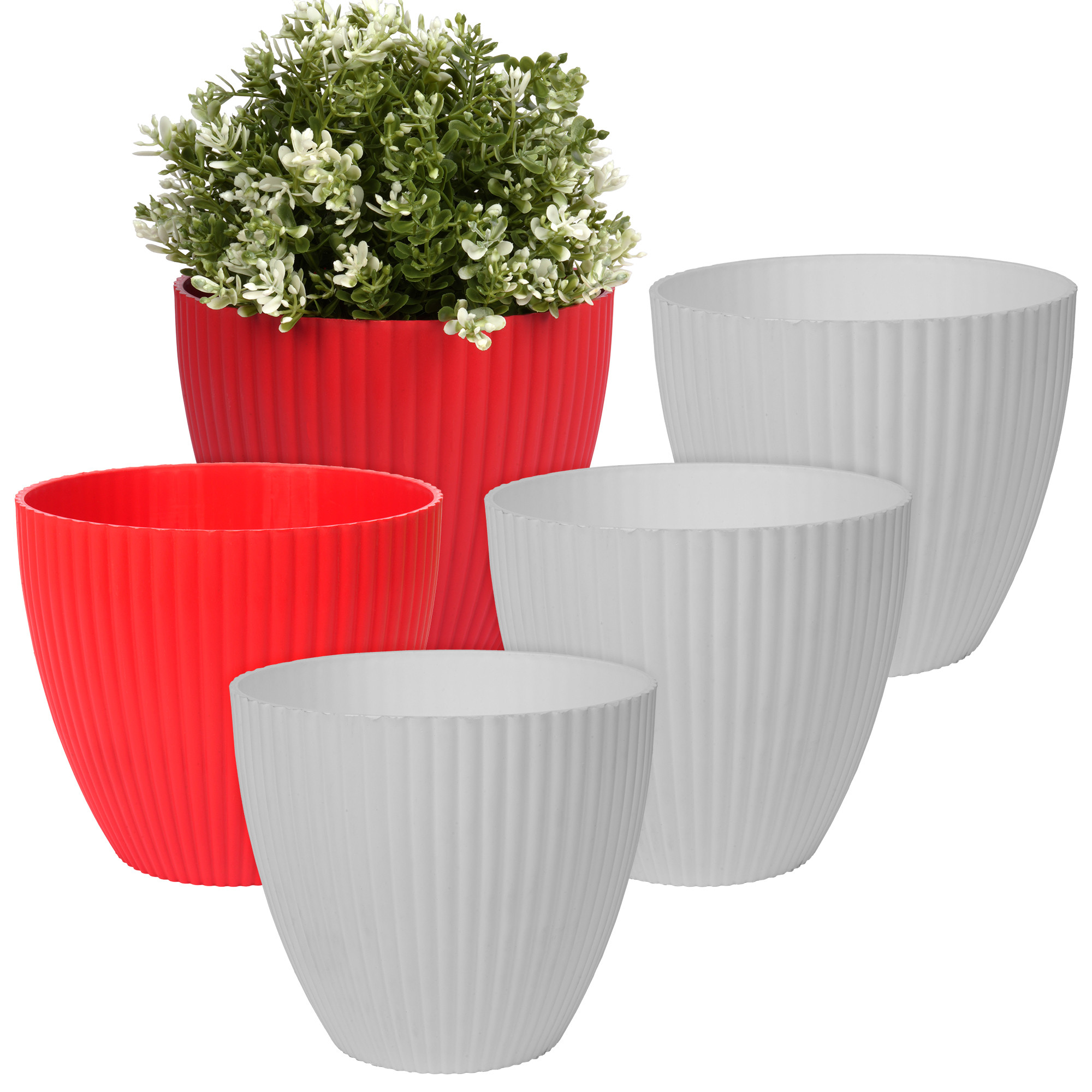 Kuber Industries Flower Pot | Flower Planter Pots for Indoor | Flower Pots for Outdoor | Pot for Garden & Balcony Flowering | Flower Plants Pot | Mega Flower Pot | 6 Inch | Pack of 5 | Multi