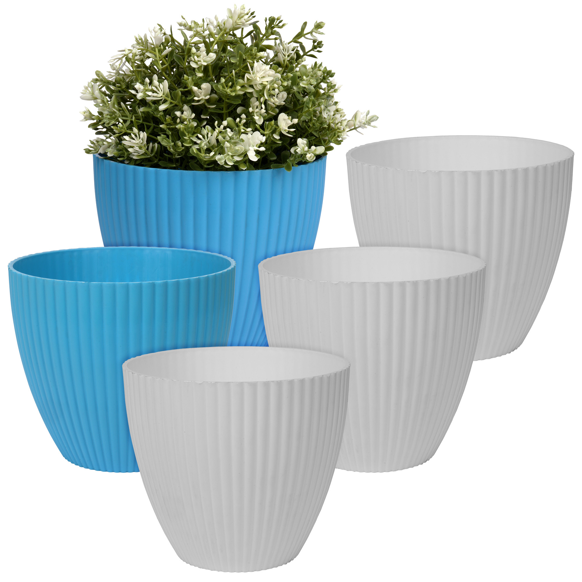 Kuber Industries Flower Pot | Flower Planter Pots for Indoor | Flower Pots for Outdoor | Pot for Garden & Balcony Flowering | Flower Plants Pot | Mega Flower Pot | 6 Inch | Pack of 5 | Multi