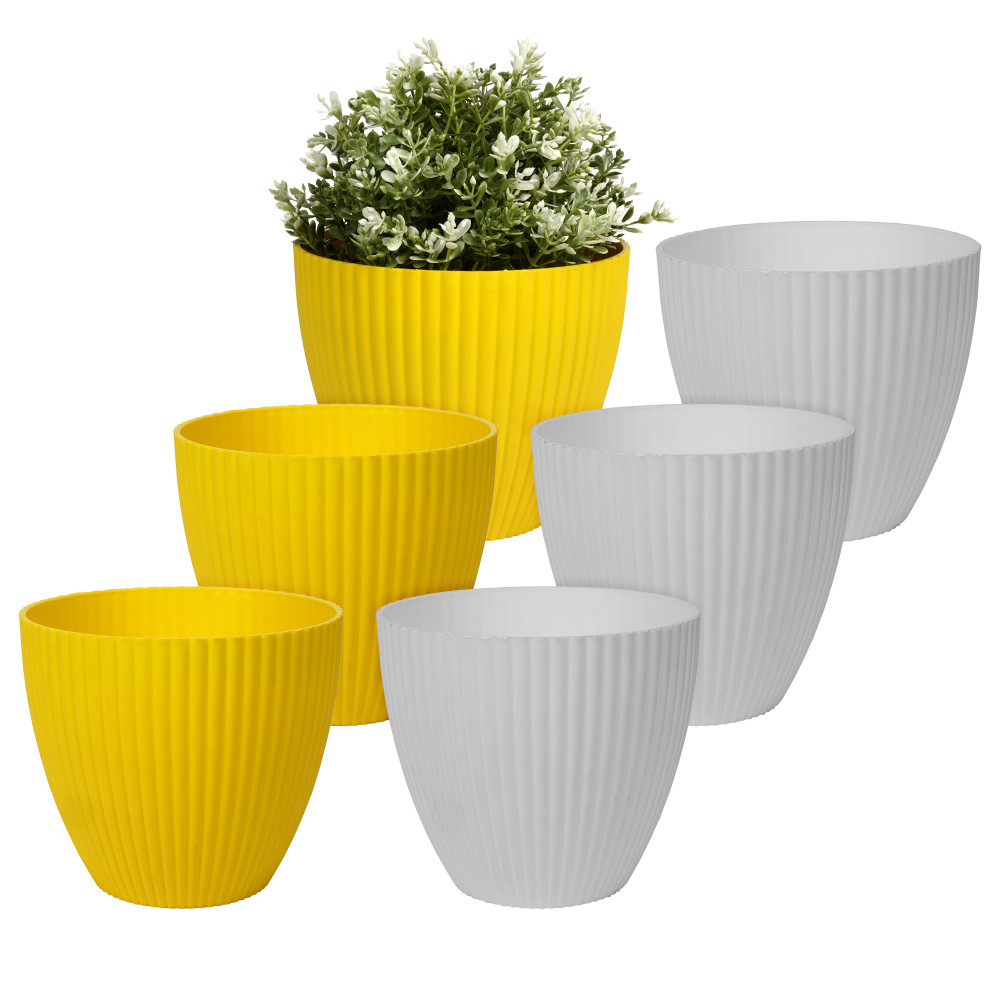 Kuber Industries Flower Pot | Flower Planter Pots for Indoor | Flower Pots for Outdoor | Pot for Garden &amp; Balcony Flowering | Flower Plants Pot | Mega Flower Pot | 6 Inch | Pack of 6 | Multi