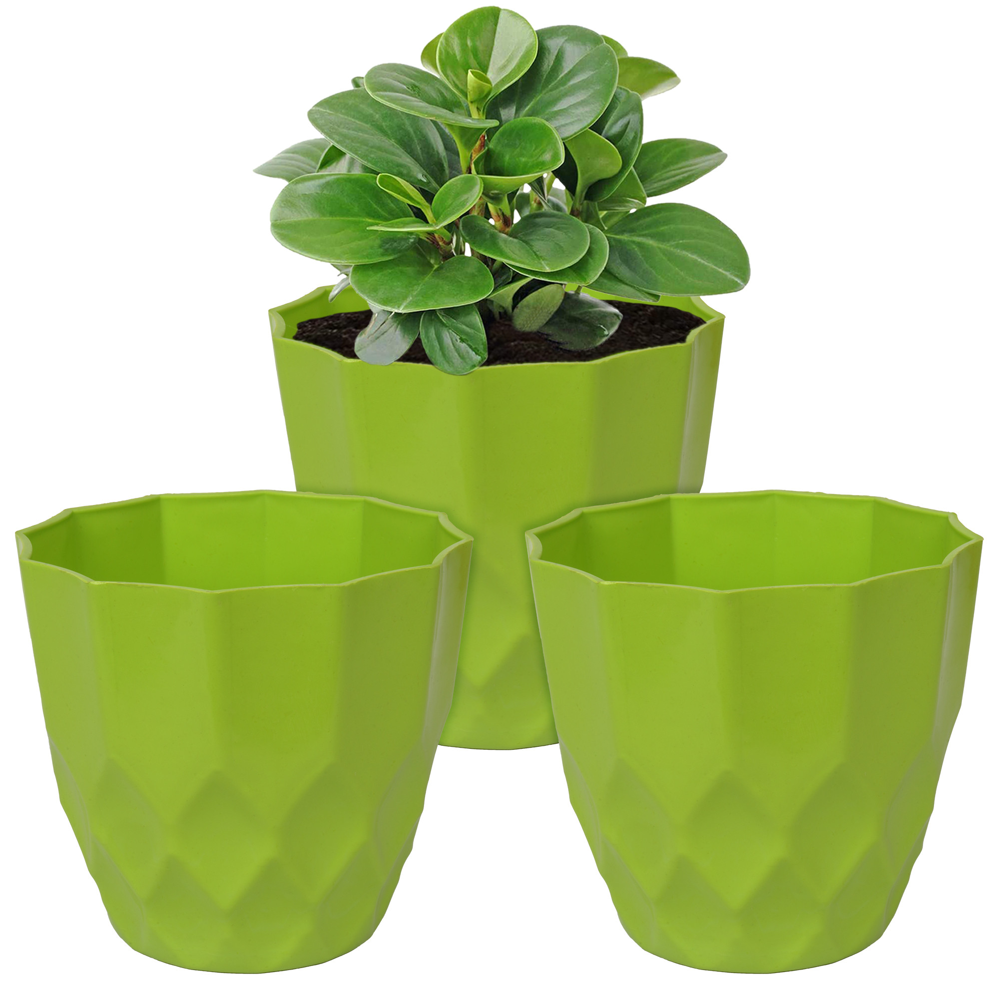 Kuber Industries Flower Pot | Flower Planter Pots for Indoor | Flower Pots for Outdoor | Pot for Garden & Balcony Flowering | Flower Plants Pot | Barfi Flower Pot | 6 Inch | Green