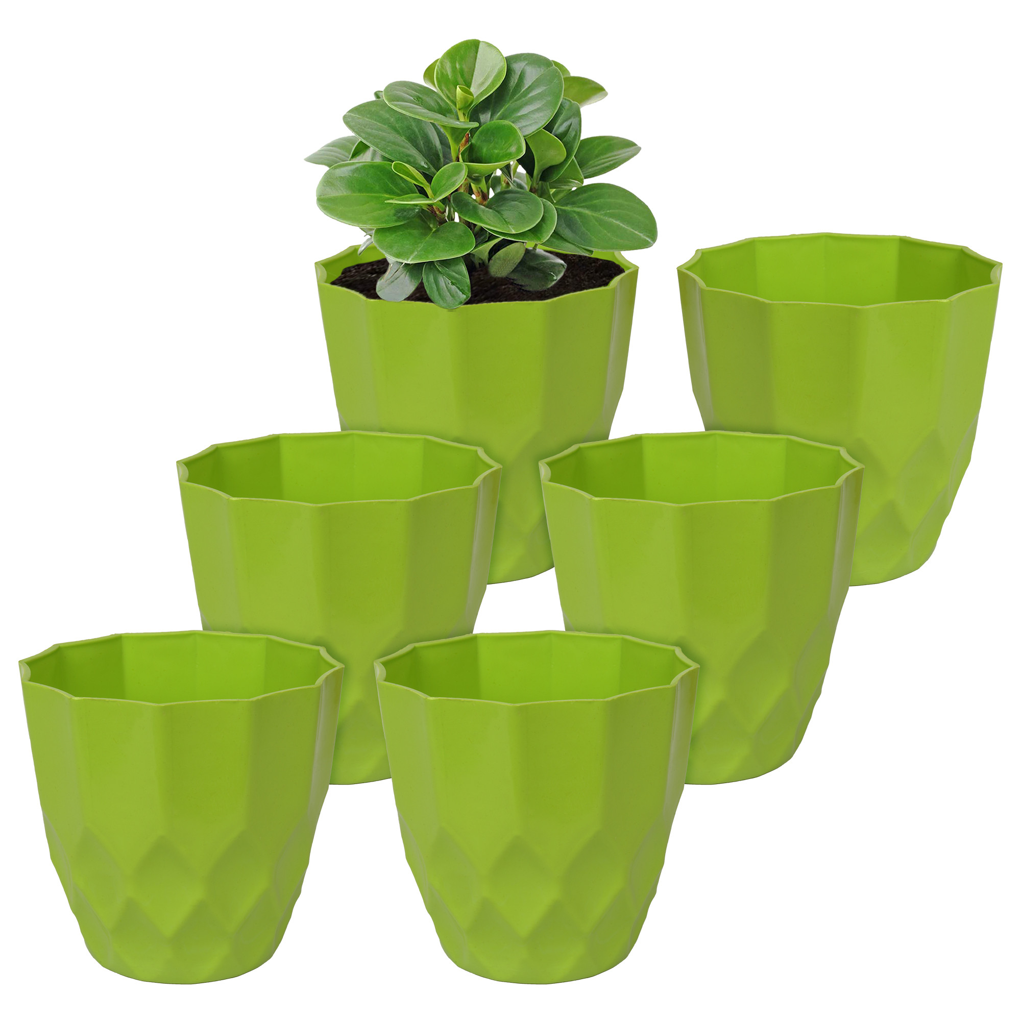 Kuber Industries Flower Pot | Flower Planter Pots for Indoor | Flower Pots for Outdoor | Pot for Garden & Balcony Flowering | Flower Plants Pot | Barfi Flower Pot | 6 Inch | Green