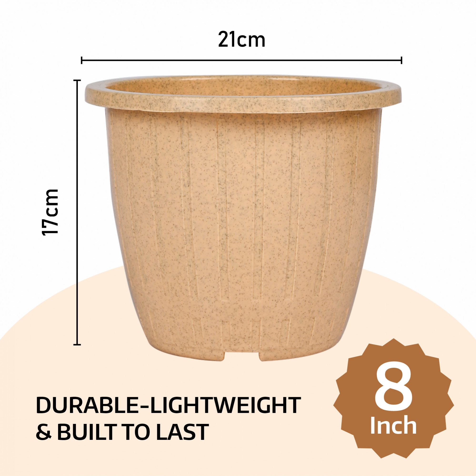 Kuber Industries Flower Pot | Flower Pot for Living Room | Planters for Home-Lawns & Gardening | Window Flower Pots for Balcony | Marble Duro | 8 Inch | Sky Blue & Beige