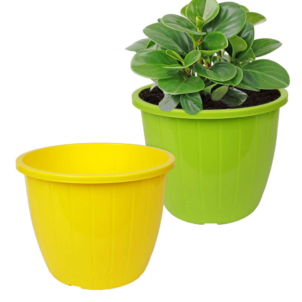 Kuber Industries Flower Pot | Flower Pots for Indoor &amp; Outdoor | Plastic Pot for Gardening | Planter for Flower | Balcony Flower Pot with Drain Holes | Duro Flower Pot | 6 Inch | Pack of 2 | Multi