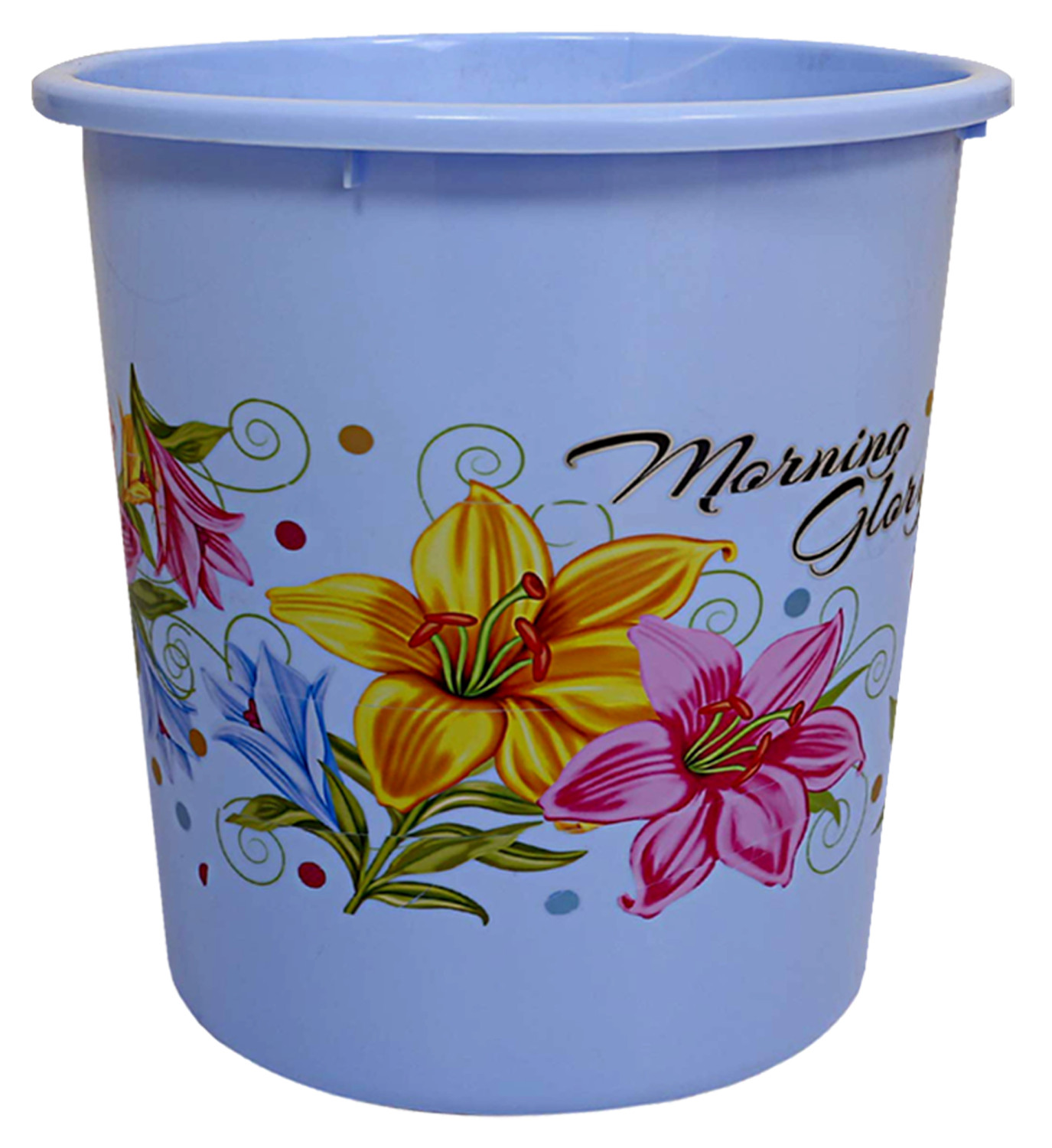 Kuber Industries Flower Print Plastic Dustbin/ Garbage Bin/ Waste Bin, 13 Liters (Blue)